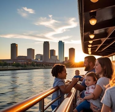 a group of people on a boat in the water