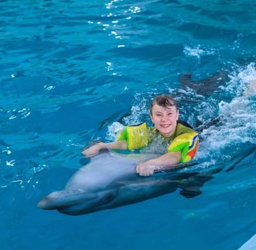  Dolfinarium with dolphins in a pool
