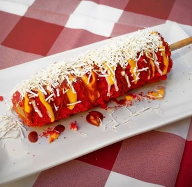 a long elotes - stemmed corned beef roll with cheese and cheese