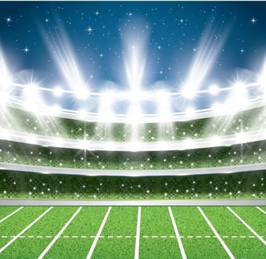 a football field with a stadium full of lights and a football field