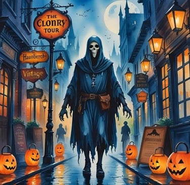 a man in a black robe and a black robe is walking down a street