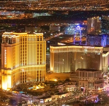 las vegas - a cityscape of a city with a ferris wheel