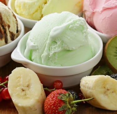 a variety of ice creams in bowls