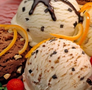 a plate of ice cream with chocolate chips and chocolate chips