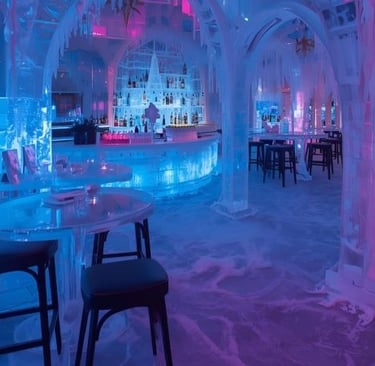  a icebar with a bar stool 
