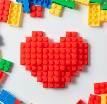 a heart shaped lego - style heart shaped legos