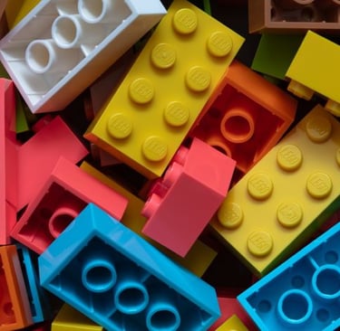 a pile of legos with legos and legos