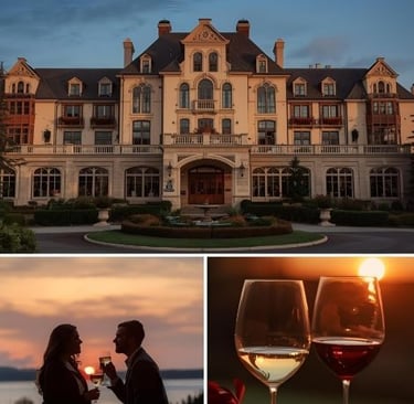 a couple holding wine glasses and a candlelight