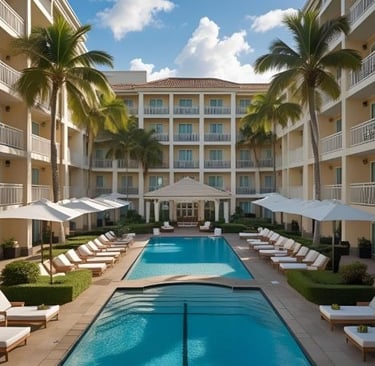 a luxurious pool of a hotel