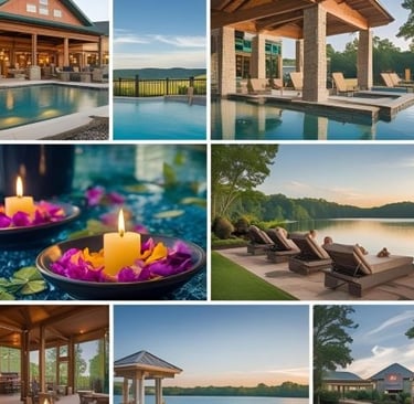 a collage of a collage of photos of a luxury spa hotel