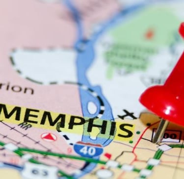a map pin pinpoint map of memphis, where the city is located