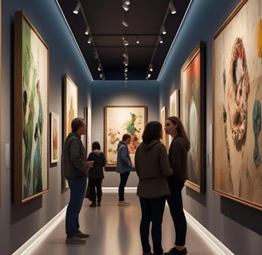 modern art paintings in a museum