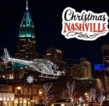 a helicopter flying over a city at night