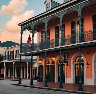 a street scene with a street light and a building