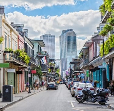 new orleans - street scene with a motorcycle and a motorcycle