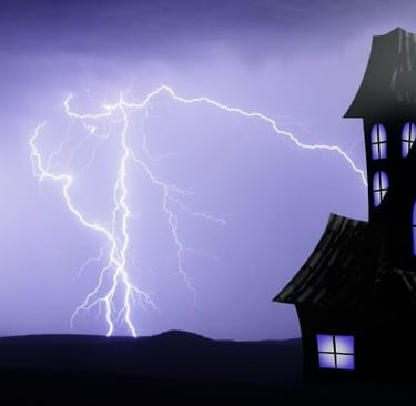 a house with a lightning bolt 