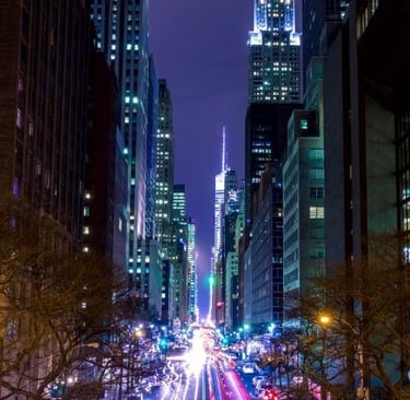 busy street in new york city at night