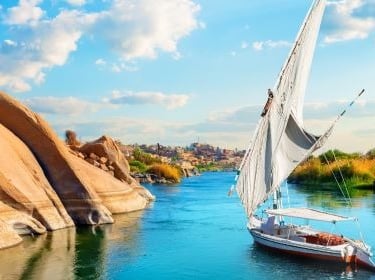a sailboat sailing on the nile river