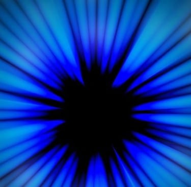 a blue and black background with a circular light