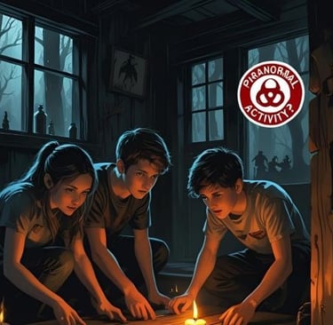 a group of people standing around a table with candles