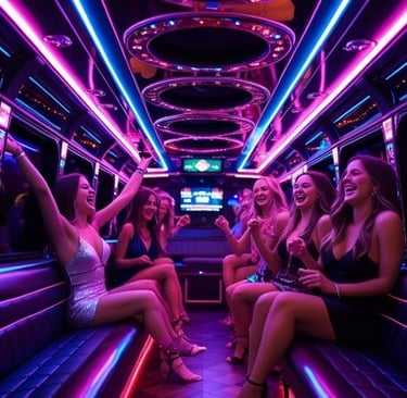 Group of women in a party bus
