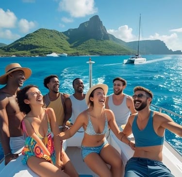 young people enjoying a catamar sail on the ocean