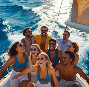 a group of people on a boat 