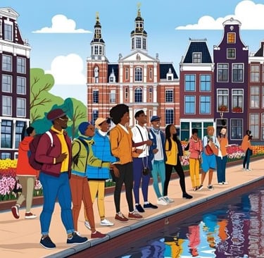 people walking in amsterdam