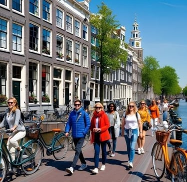 people walking in amsterdam