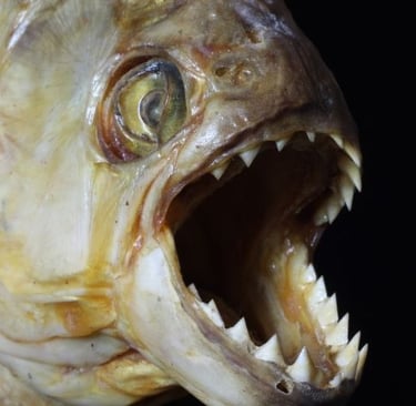 a fish fish head with a fish in the mouth