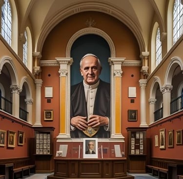 a portrait of a priest in a church