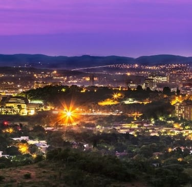 a cityscape of pretoria by night