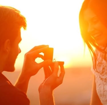 Man does a marriage proposal to a woman