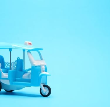 a rickshaw with a blue sky background