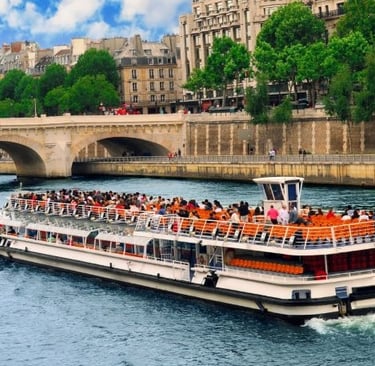a boat with people on it in the water