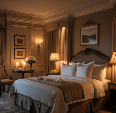 a luxury bedroom in a hotel