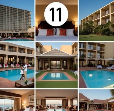 mixed photo from inside and outside of a luxury and romantic hotel in durban