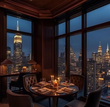 romantic table in a hotel with a view on nyc city