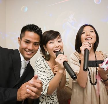 a group of people singing