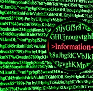 a person is looking on a computer with a magnifying glass