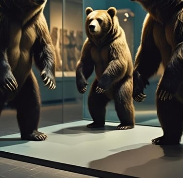 stuffed wild animals in a museum