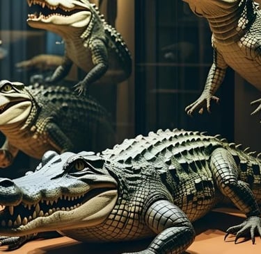 stuffed wild animals in a museum