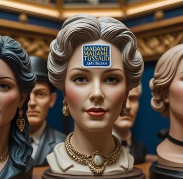 Lifelike wax figures at Madame Tussauds Amsterdam museum featuring detailed celebrity statues.