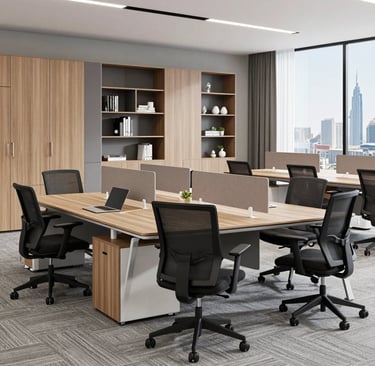 a conference room with a large table and chairs