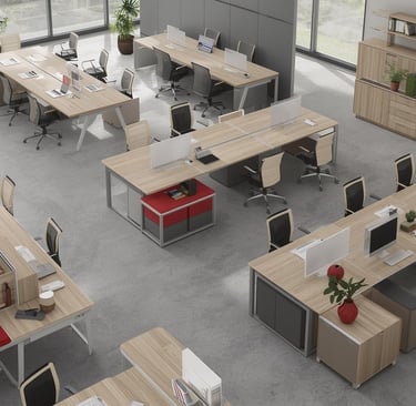 a large office with a lot of desks and chairs