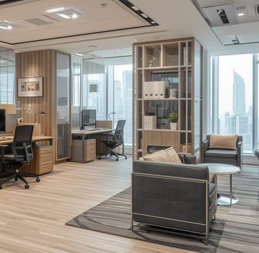 a modern office with a large open space