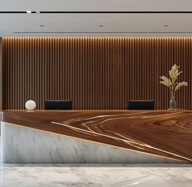 Stylish reception desk creating a professional first impression in Dubai office