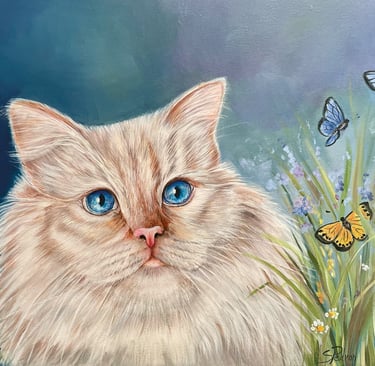 Gatto dipinto su tela ad acrilico