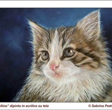 Gatto dipinto su tela ad acrilico