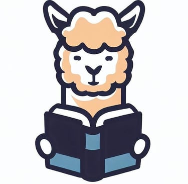an alpaca is reading a book
